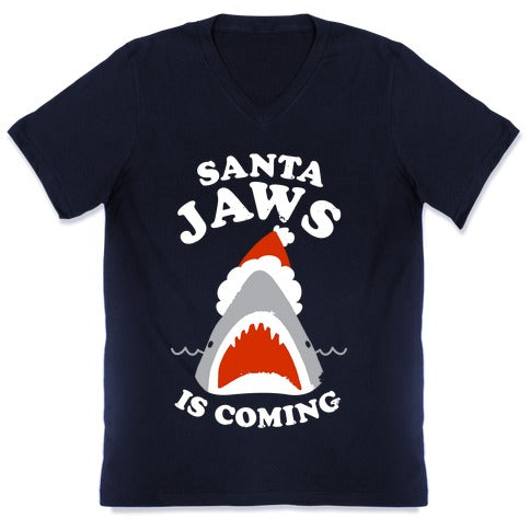 Santa Jaws Is Coming V-Neck